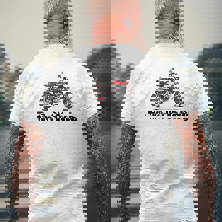 I Ride A Monkey オートバイミニバイクまたはピットバイク メンズTシャツ バックプリント 高齢者への贈り物