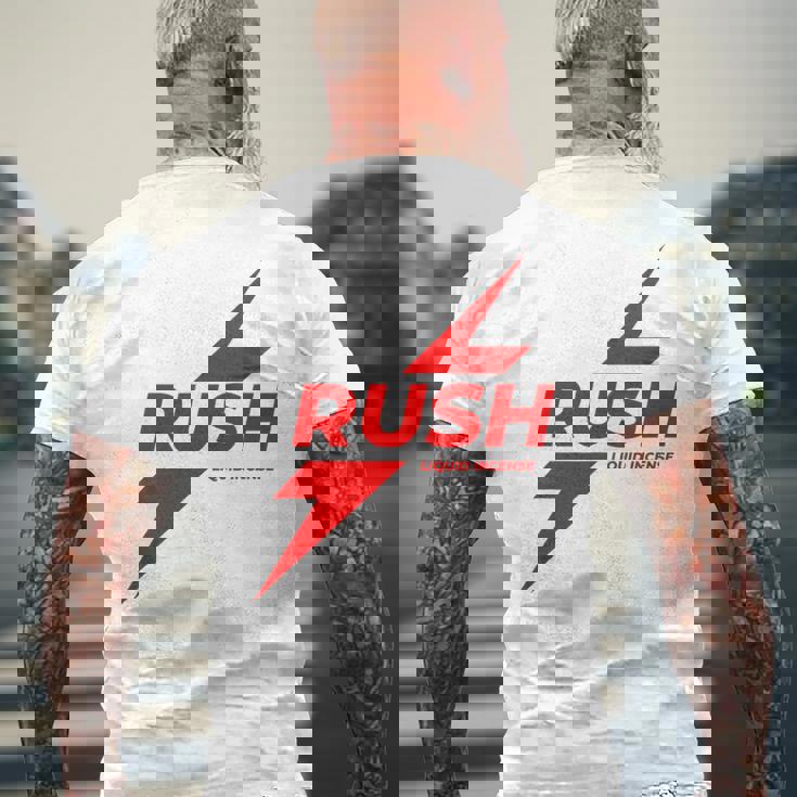 Rush Poppers リキッドインセンス オリジナルゲイボトム メンズTシャツ バックプリント 高齢者への贈り物