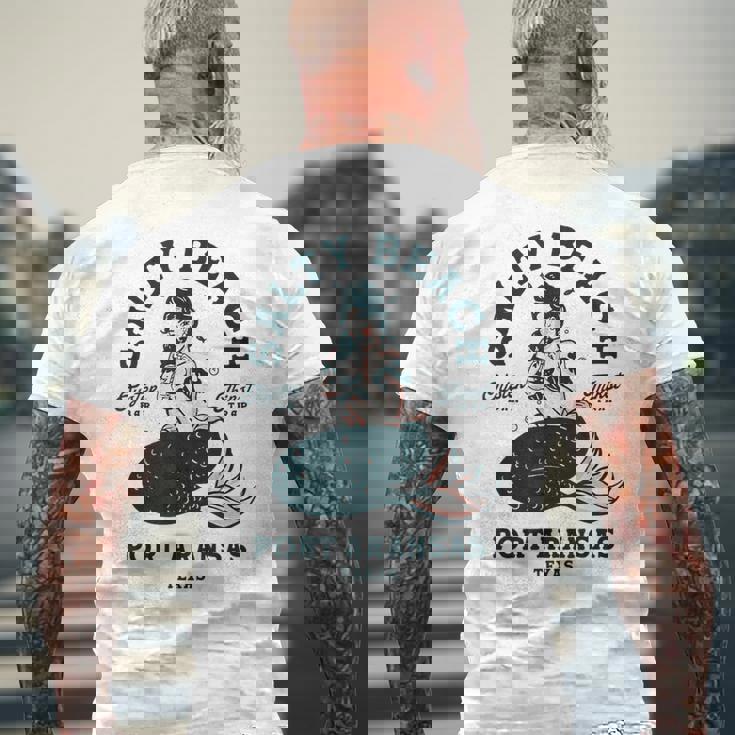 Salty Beach Port Aransas テキサス マーメイドシャツ ダイブバー オイスター メンズTシャツ バックプリント 高齢者への贈り物