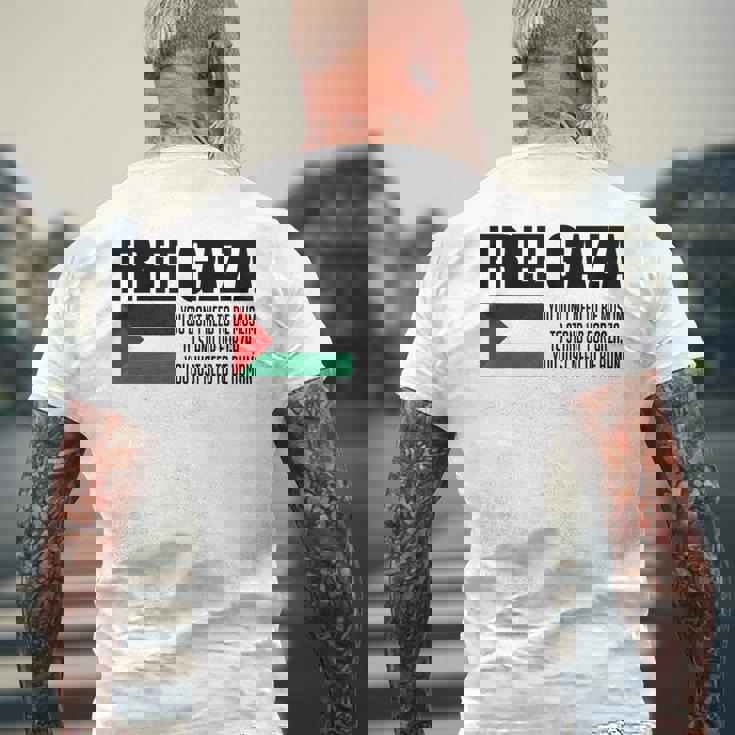 Save Gaza Free Palestine Free Gaza Proud Gaza Palestina メンズTシャツ バックプリント 高齢者への贈り物