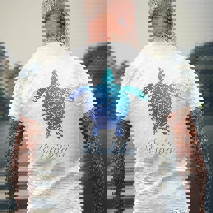 Save The Hawaiiea Turtles ハワイアンブルー トライバルタートルホヌ メンズTシャツ バックプリント 高齢者への贈り物