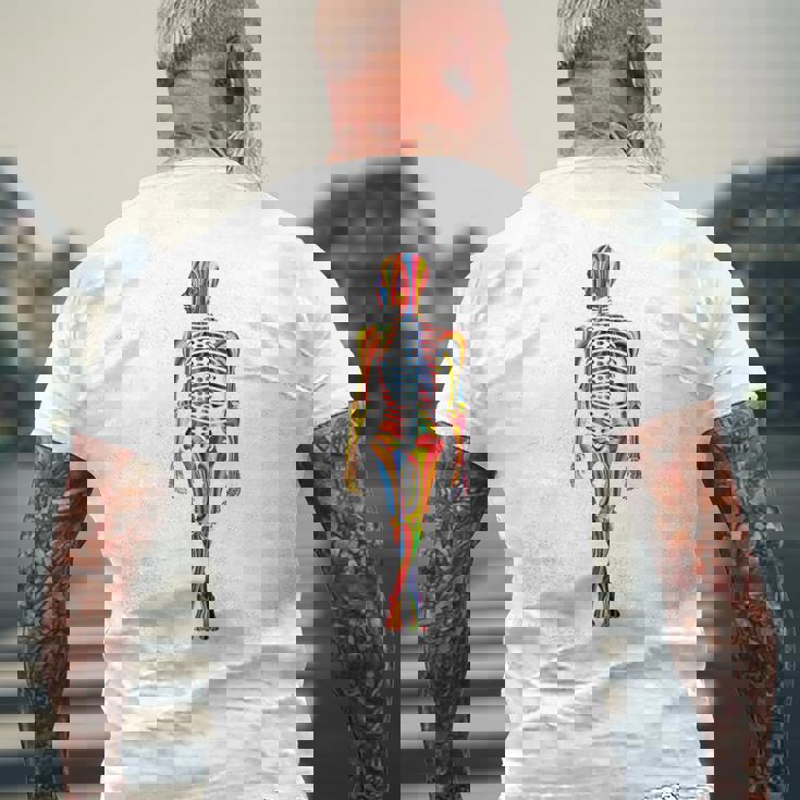 Skelleton カラフル ヒューマンアート 抽象 グラフィック スケルトン メンズTシャツ バックプリント 高齢者への贈り物