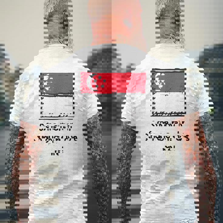 Someone Iningapore Loves Me シンガポール国旗 メンズTシャツ バックプリント 高齢者への贈り物