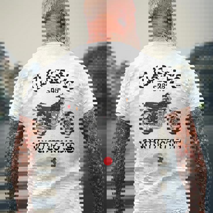 Sr400 ブラックスポーク クラシックバイク モーターサイクリスト オートバイ メンズTシャツ バックプリント 高齢者への贈り物