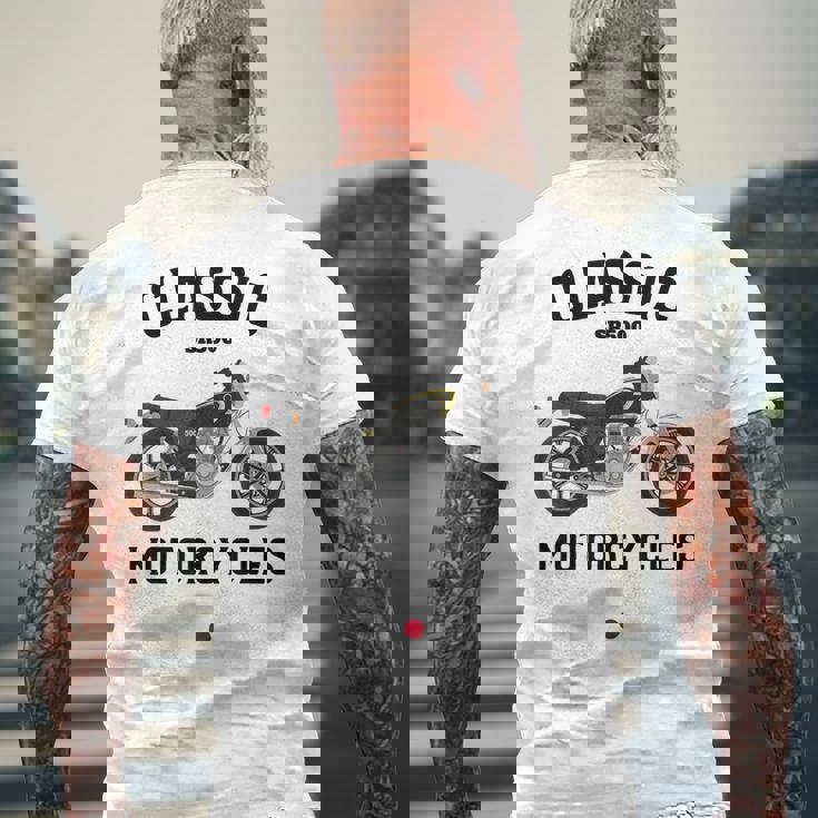 Sr500 ブラック クラシックバイク モーターサイクリスト オートバイ メンズTシャツ バックプリント 高齢者への贈り物