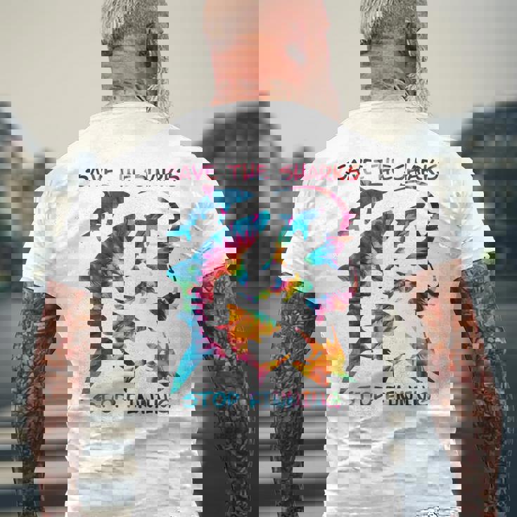 Stop Finning ジンベエザメ シュモクザメサメの種類タイダイ 長袖tシャツ メンズTシャツ バックプリント 高齢者への贈り物