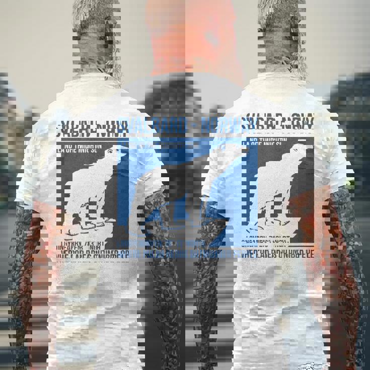 Svalbard ノルウェー ポーラーベア ロングイヤービーン スピッツベルゲン オーロラ メンズTシャツ バックプリント 高齢者への贈り物