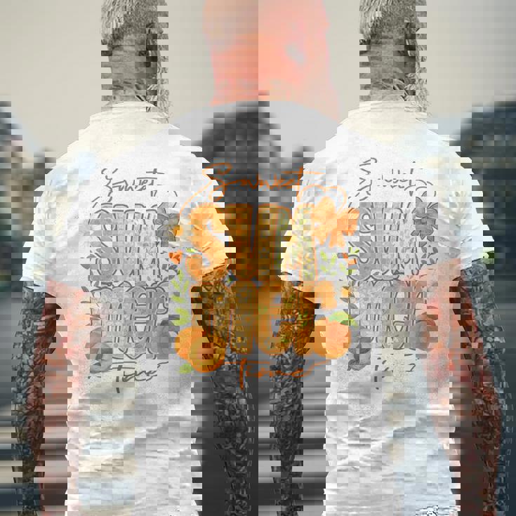 Sweetummer Time 鮮やかなフローラルピーチ 長袖tシャツ メンズTシャツ バックプリント 高齢者への贈り物