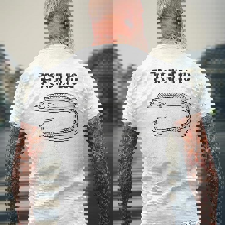 Tachiuo 太刀魚 タチウオス 魚好き 願掛け 釣り好き 海釣り 趣味 おもしろ 寿司ネタ 趣味釣り 船釣り 釣り メンズTシャツ バックプリント 高齢者への贈り物