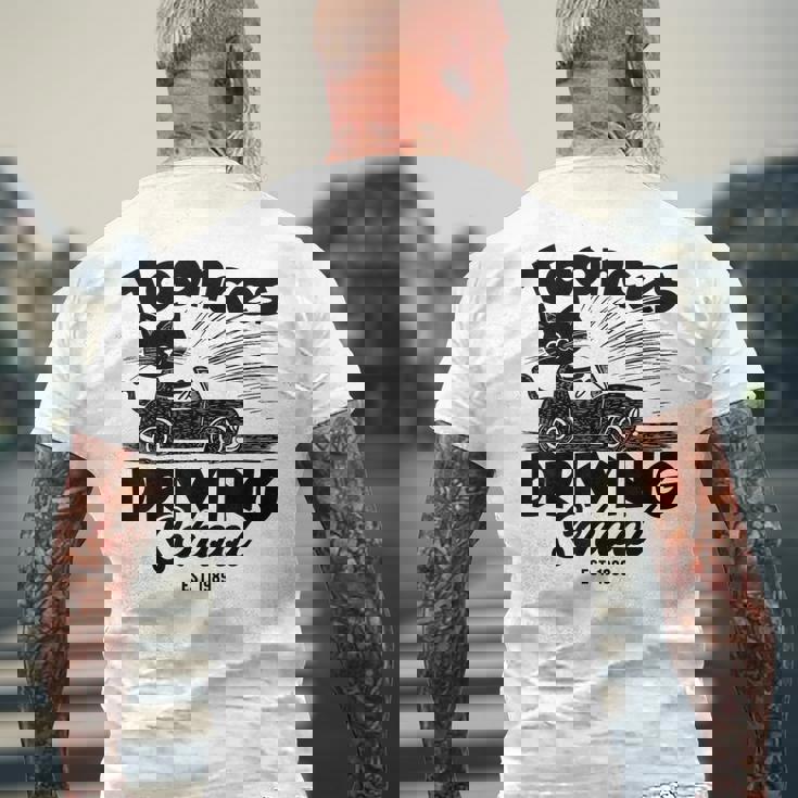 Toonces 自動車教習所 エスト 伝説の運転 猫 面白い メンズTシャツ バックプリント 高齢者への贈り物