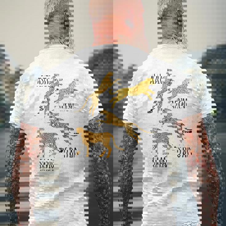 Type Of Cheetahs Breeds Collection、チータープリント、ビッグキャット メンズTシャツ バックプリント 高齢者への贈り物