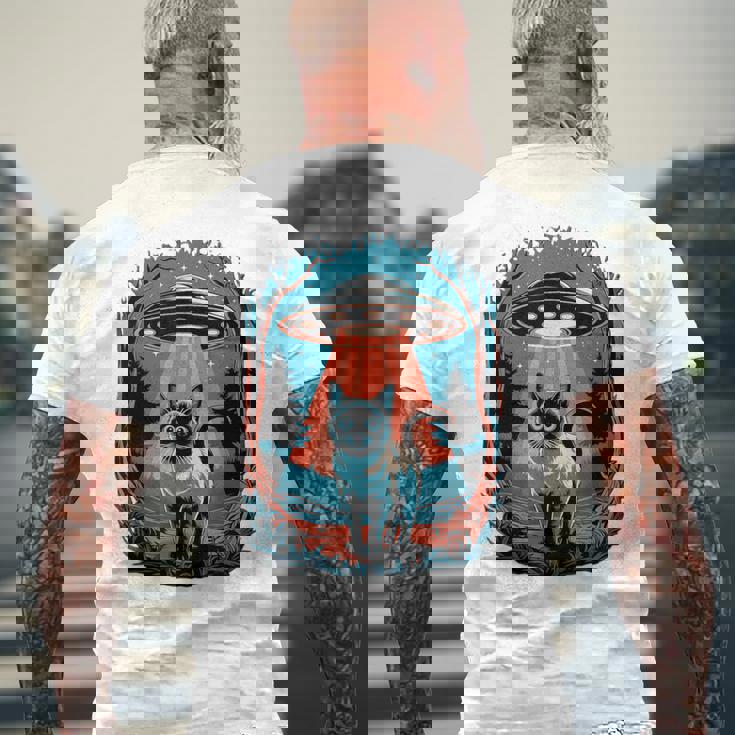 Ufo 猫誘拐 星空の下で メンズTシャツ バックプリント 高齢者への贈り物