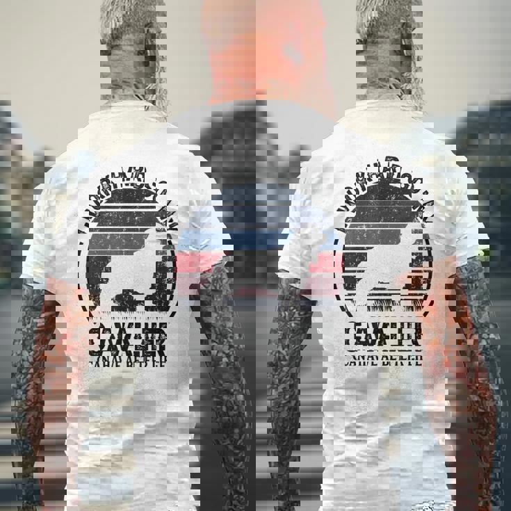 Work Hardo Dog Have Life 面白いレトロキャバリア メンズTシャツ バックプリント 高齢者への贈り物