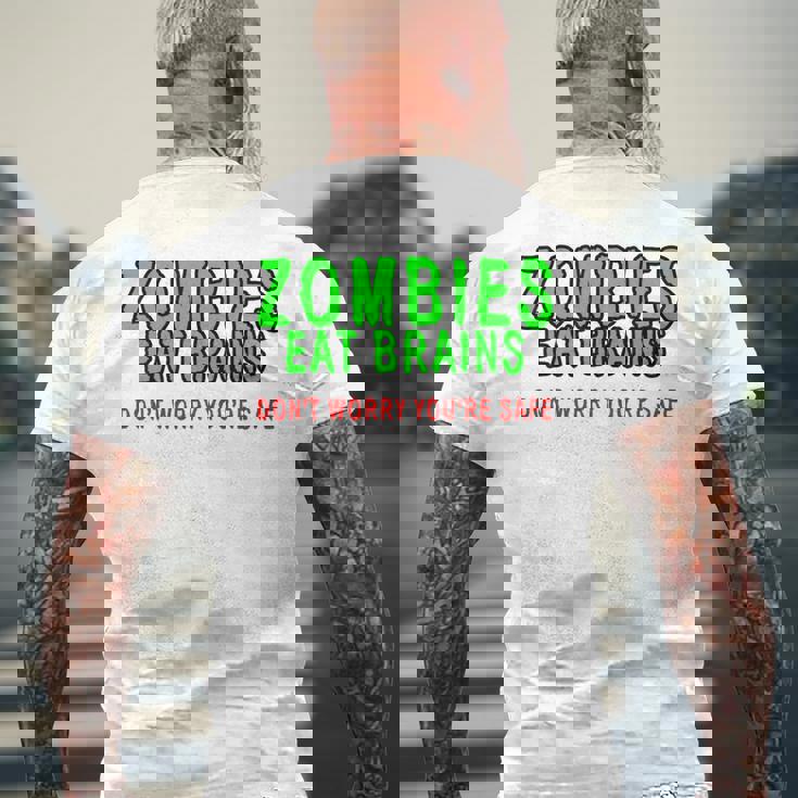 Zombies Eat Brains Don't Worry You'reafe メンズTシャツ バックプリント 高齢者への贈り物