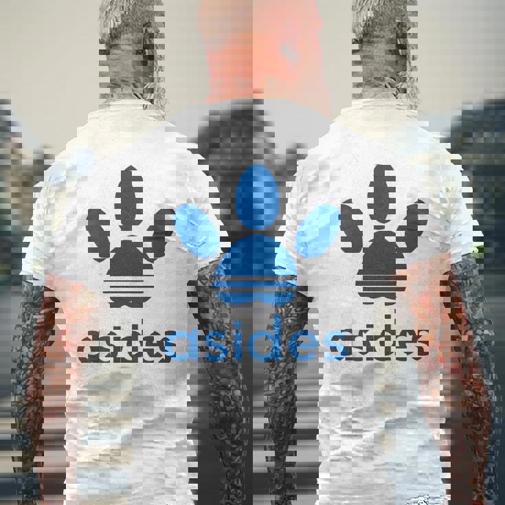 【バックプリント・背中側】Asides アシデス 足です。肉球です。【変なtシャツ屋】スポーツ ブランド パロディ 面白 メンズTシャツ バックプリント 高齢者への贈り物