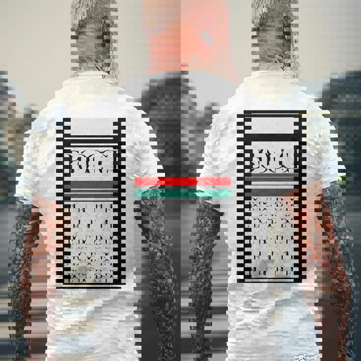 【バックプリント・背中側】Bocci ぼっち ロゴ 総柄 イタリア国旗風【変なtシャツ】陰キャ ブランド パロディ 面白 メンズTシャツ バックプリント 高齢者への贈り物