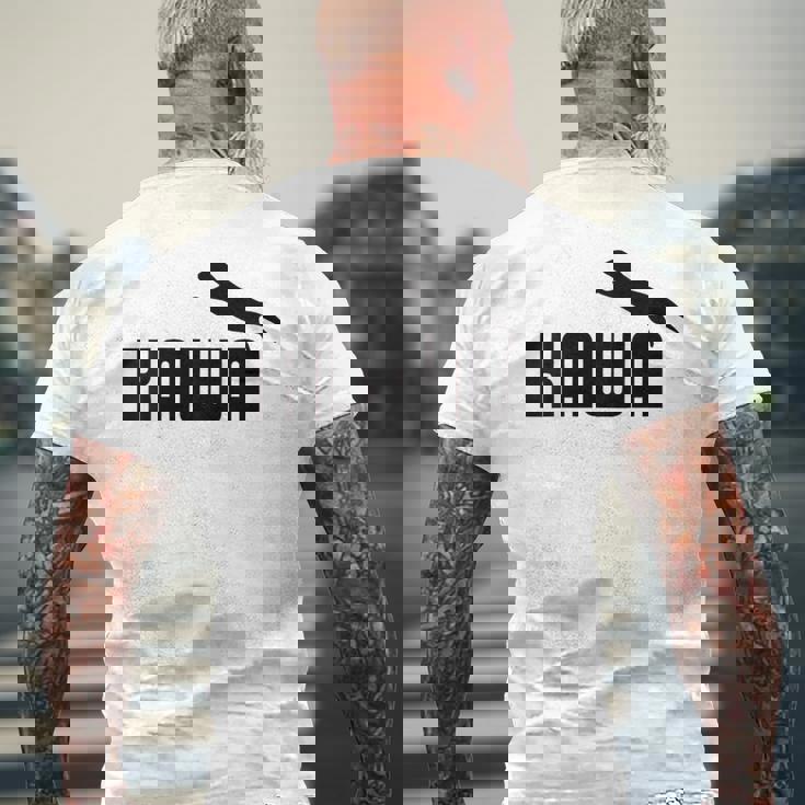 【バックプリント・背中側】Kawa カーワ《ブラック 黒》コツメカワウソ スポーツ ブランド パロディ 面白い かわいい メンズTシャツ バックプリント 高齢者への贈り物