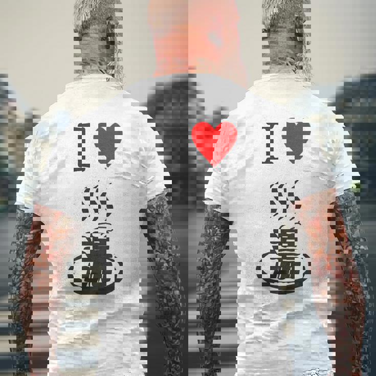 【バックプリント・背中側】アイラブ・湯 イラスト【温泉】お風呂 マーク 銭湯 記号 ハート 面白い メンズTシャツ バックプリント 高齢者への贈り物