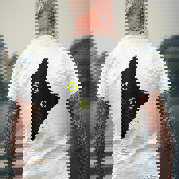 【覗くネコ】黒猫 にゃんこ 猫好き 猫 可愛い ネコ 子猫 ネコ好き 面白い 変な 遊び心 ネタ ウケ狙い おもしろ メンズTシャツ バックプリント 高齢者への贈り物