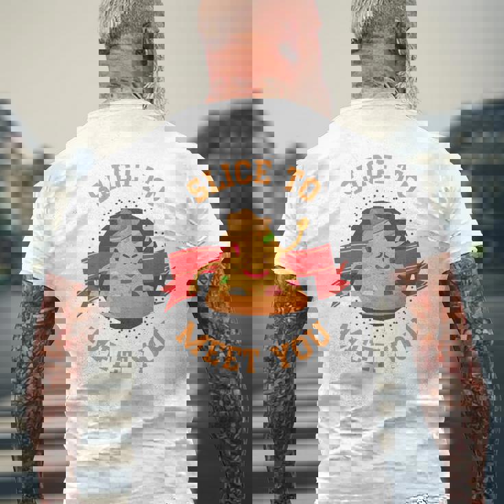 あなたに会うためにチーズクラストとスライス用のスライスが入ったピザ。 長袖tシャツ メンズTシャツ バックプリント 高齢者への贈り物