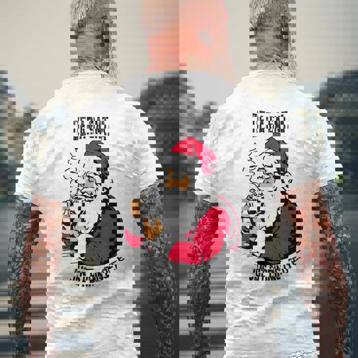 おもしろい親愛なるサンタさん、コーヒーを持ってきてクリスマスクリスマス メンズTシャツ バックプリント 高齢者への贈り物