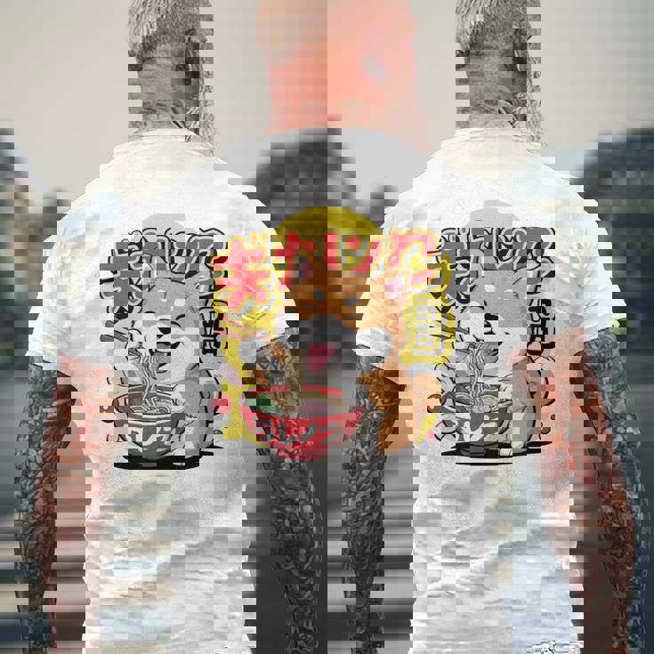 かわいい 柴犬 ラーメン好き おもしろい 日本犬 長袖tシャツ メンズTシャツ バックプリント 高齢者への贈り物