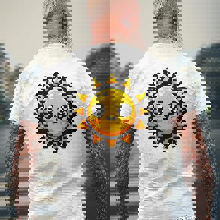 かわいい 漫画 太陽 放射 オレンジ イエロー 愛らしい メンズTシャツ バックプリント 高齢者への贈り物