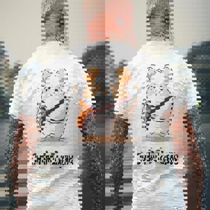 かわいいけど危険な面白いハムスター空手 メンズTシャツ バックプリント 高齢者への贈り物