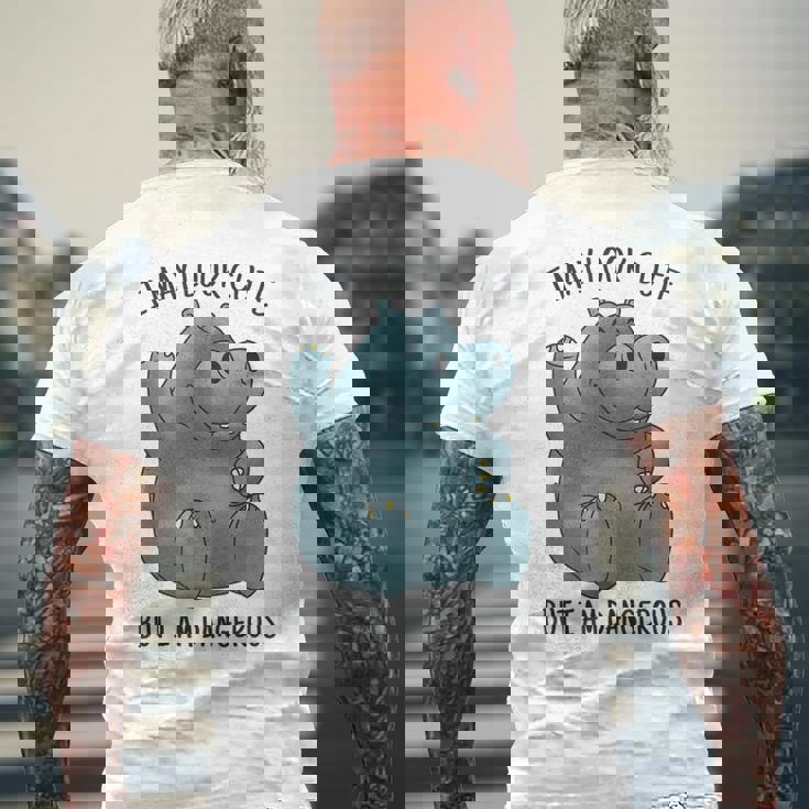 かわいいグレーカバ メンズTシャツ バックプリント 高齢者への贈り物