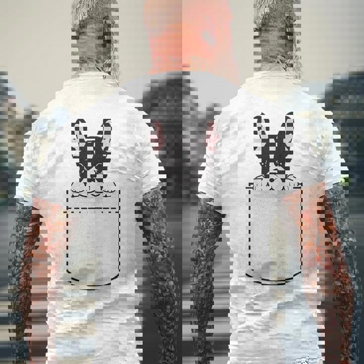 かわいいフレンチブルドッグポケット：いじめっ子の飼い犬とフレンチブルドッグの恋人 メンズTシャツ バックプリント 高齢者への贈り物