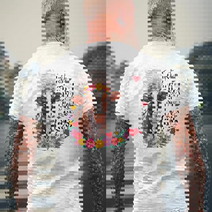 かわいい牛 ただの牛を愛する少女 長袖tシャツ メンズTシャツ バックプリント 高齢者への贈り物