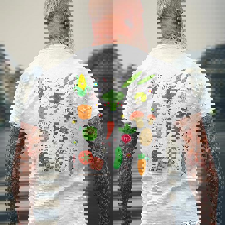 かわいい野菜 かわいい野菜 ヘルシーフード 食べる ビーガン メンズTシャツ バックプリント 高齢者への贈り物