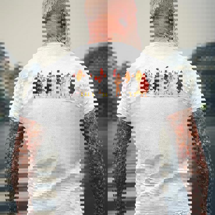 かわいい鶏 洋画 恋 春 パステル メンズTシャツ バックプリント 高齢者への贈り物