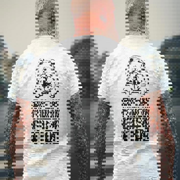 ごめんなさい、チャウチャウには家に私が必要です、チャウチャウのお父さん メンズTシャツ バックプリント 高齢者への贈り物