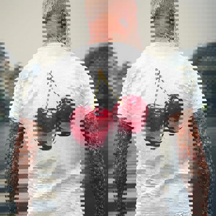 さくらんぼ フルーツ モチーフ イラスト さくらんぼ メンズTシャツ バックプリント 高齢者への贈り物