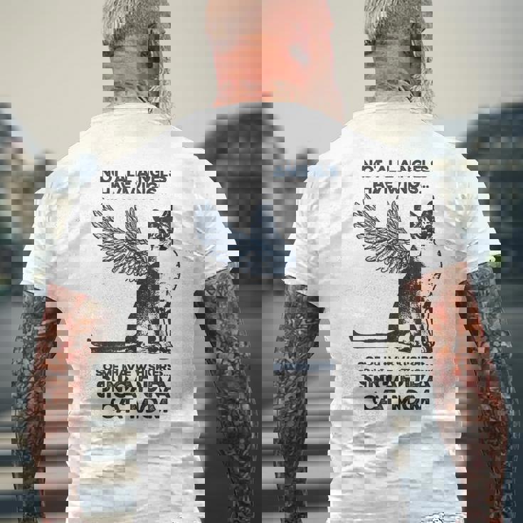 すべての天使に翼があるわけではない-マザーシンガプーラキャットママ メンズTシャツ バックプリント 高齢者への贈り物
