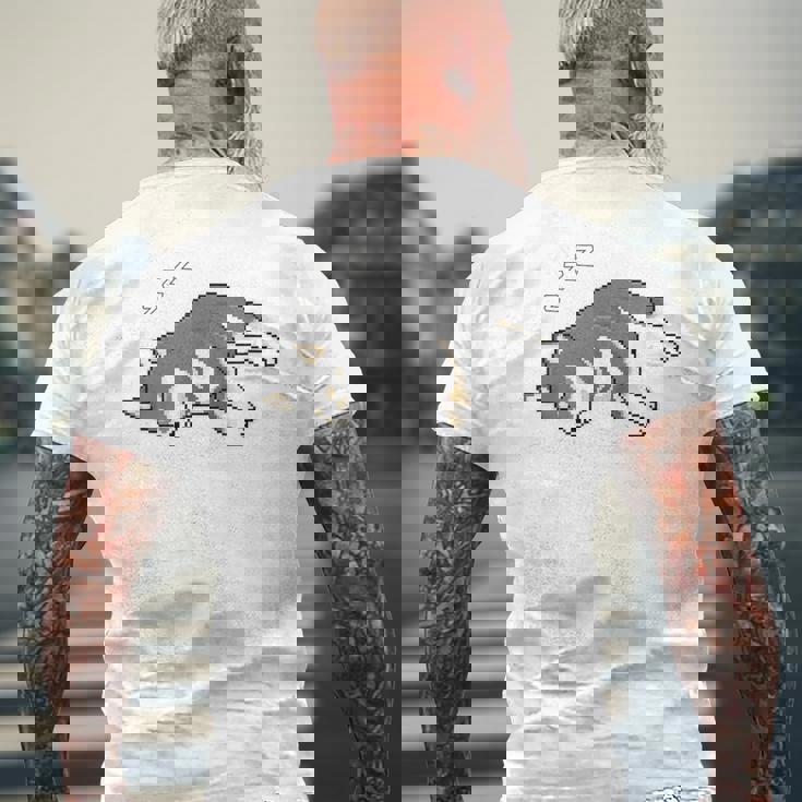 すやすや眠る黒柴 柴犬のドット絵 メンズTシャツ バックプリント 高齢者への贈り物