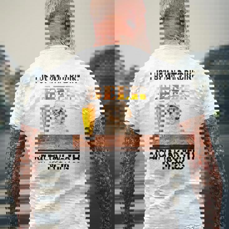 ただビール飲みたい&吊るしw おれのシーズーー メンズTシャツ バックプリント 高齢者への贈り物