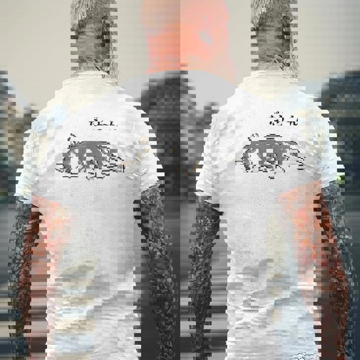 だらーんとくつろいでいる黒柴 柴犬のドット絵 メンズTシャツ バックプリント 高齢者への贈り物