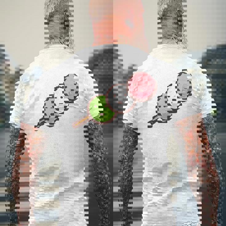 だんご 団子 和菓子 花見団子 三色団子 三兄弟 だんご好き かわいい おもしろ メンズTシャツ バックプリント 高齢者への贈り物