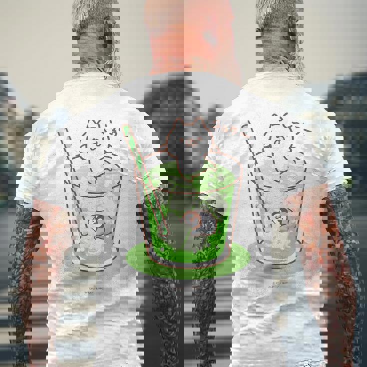 ねこぺん日和 メロンソーダ メンズTシャツ バックプリント 高齢者への贈り物