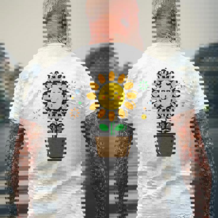 ひまわり 花 ポット シンプル クリップアート メンズTシャツ バックプリント 高齢者への贈り物