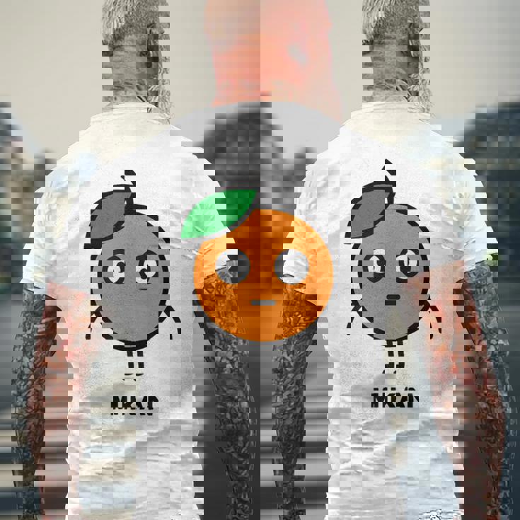 みかん Mikan 顔 イラスト かわいい おもしろ 面白い 簡単 シンプル ゆるい 果物 メンズTシャツ バックプリント 高齢者への贈り物