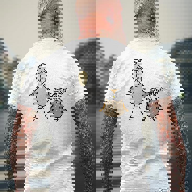 みんな大好きハシビロコウ 動かない鳥 はしび郎クラブtシャツ ハシビ郎とフクロウ Zoo ハシビロコウ フクロウ 鳥 メンズTシャツ バックプリント 高齢者への贈り物