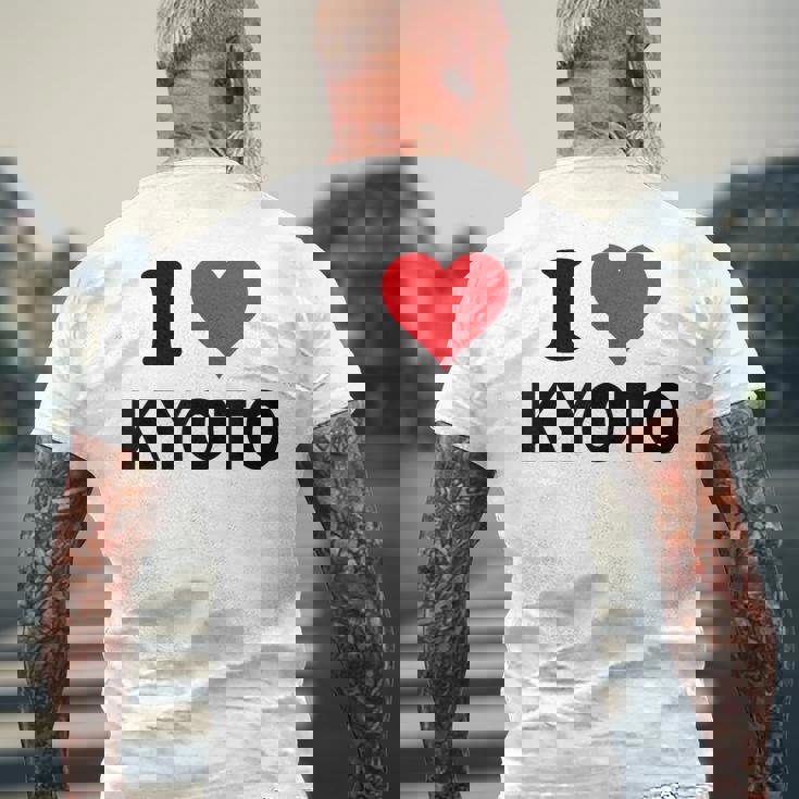 アイハート 京都 日本ラブ 日本土産 メンズTシャツ バックプリント 高齢者への贈り物