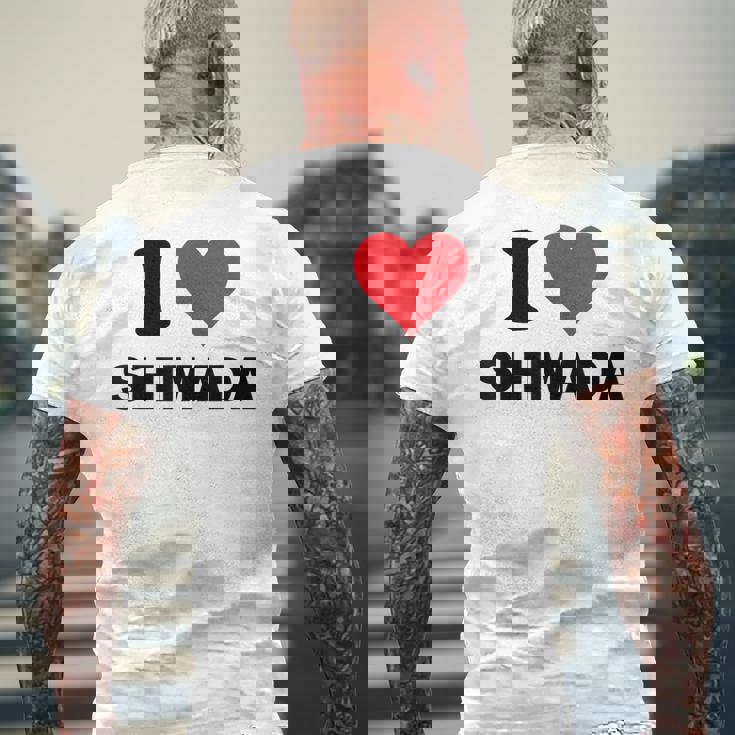 アイハート 島田 Japan Love 日本土産 メンズTシャツ バックプリント 高齢者への贈り物