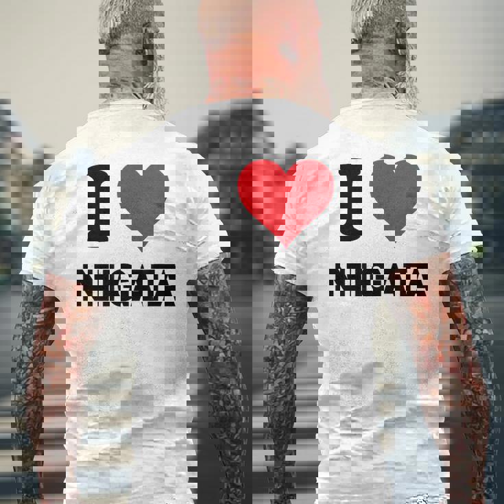 アイハート 新潟 日本 愛 日本土産 メンズTシャツ バックプリント 高齢者への贈り物