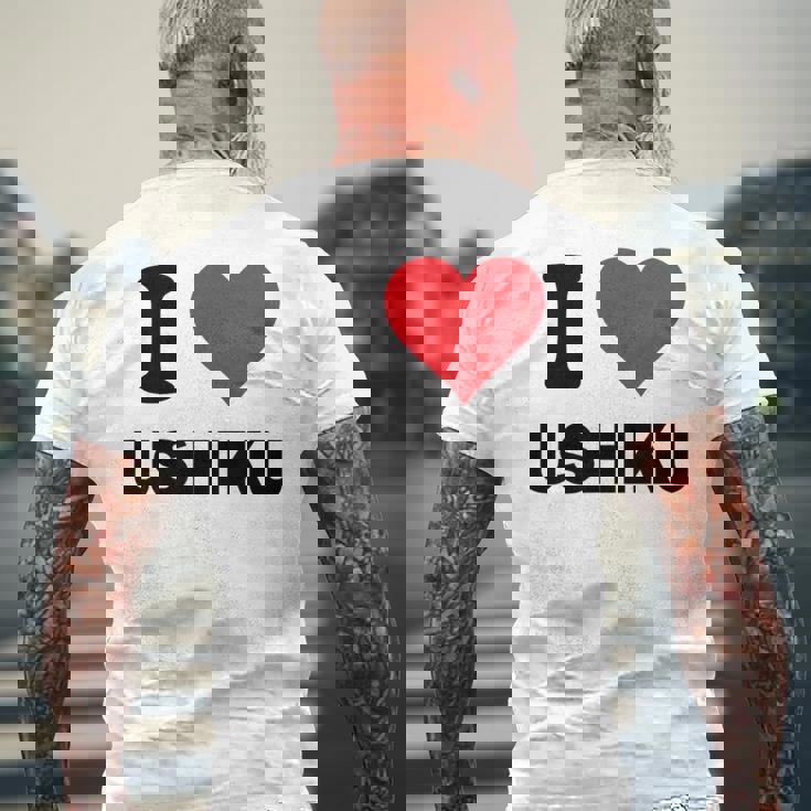 アイハート 牛久ジャパン ラブ 日本土産 メンズTシャツ バックプリント 高齢者への贈り物