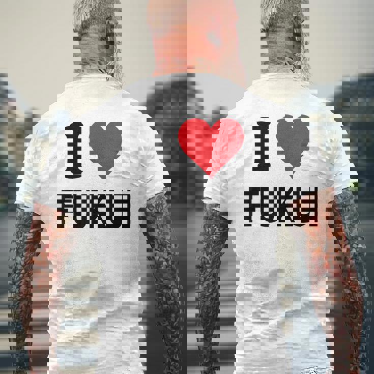 アイハート 福井 日本 愛 日本土産 メンズTシャツ バックプリント 高齢者への贈り物