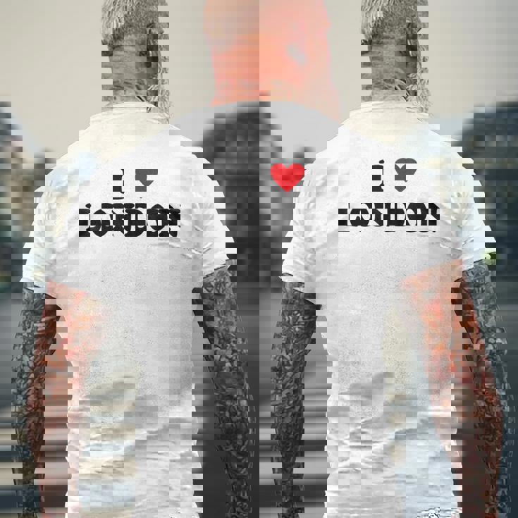 アイハートイギリスシティ-アイラブロンドン メンズTシャツ バックプリント 高齢者への贈り物